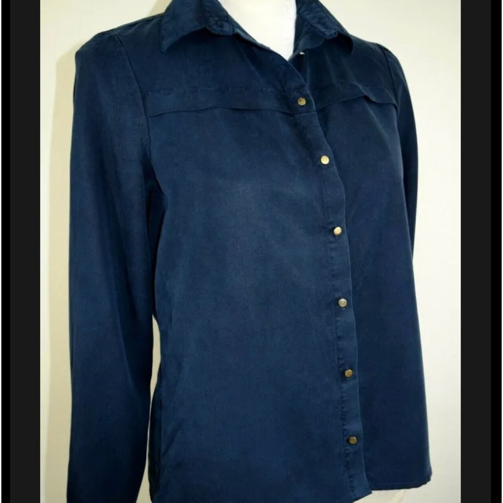 NEW Punto Blanco Navy Blue suede like fabric button down shirt jacket, S…